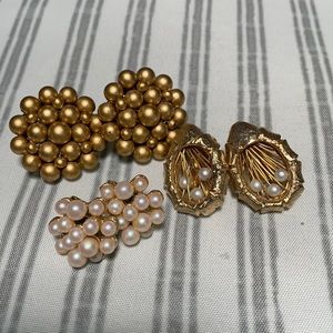 Three pair vintage clip earrings